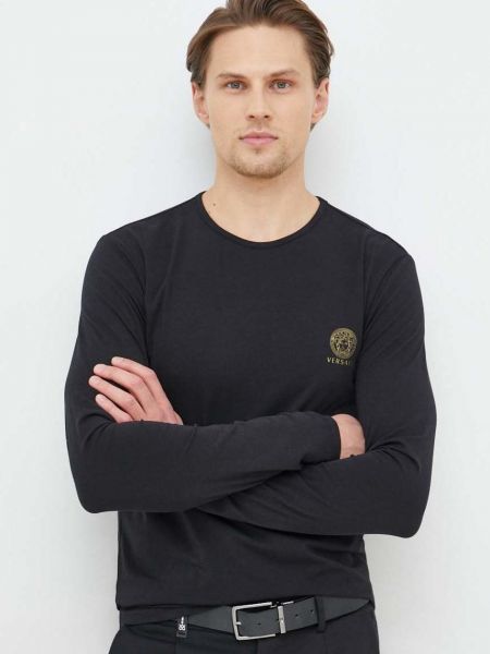 Majica dugih rukava sa dugačkim rukavima Versace crna