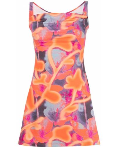 Květinové rozšířené šaty Miaou - oranžová