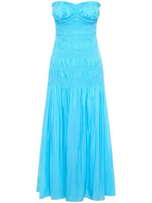 Plisované bavlněné hedvábné midi šaty Nicholas - modrá