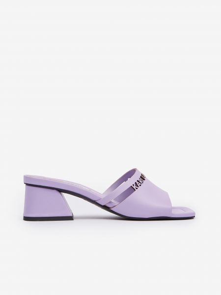 Papuci de casă din piele Karl Lagerfeld violet