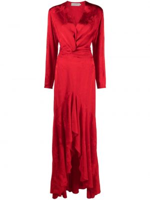 Žakárové květinové večerní šaty Silvia Tcherassi červené
