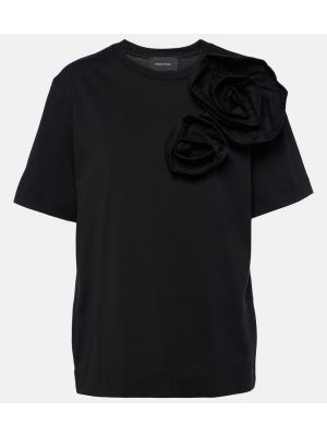 Pamučna majica s cvjetnim printom od jersey Simone Rocha crna