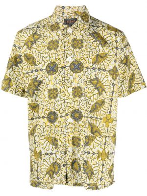 Batik hemd mit print Beams Plus gelb