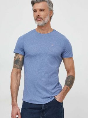 Koszulka bawełniana slim fit Tommy Jeans niebieska
