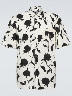Kvetinová ľanová košeľa Jacquemus čierna