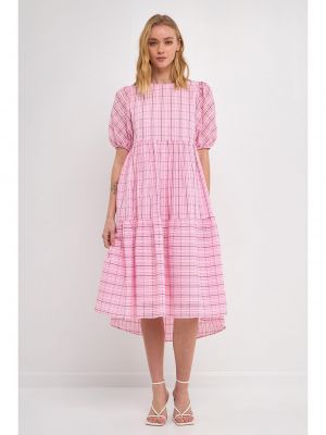 Клетчатое платье миди English Factory розовое