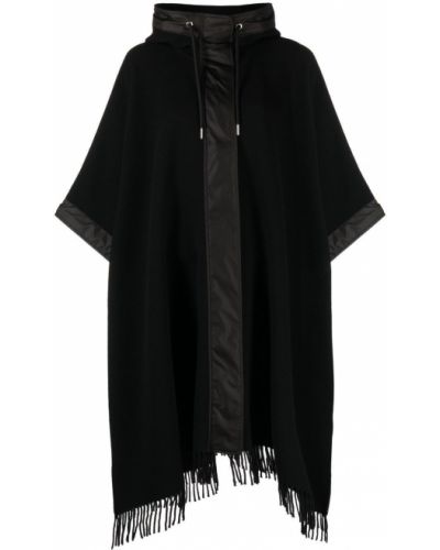 Vlněný kabát s třásněmi Moncler černý