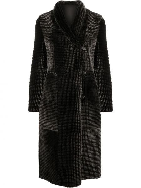 Oboustranný kabát Emporio Armani černý