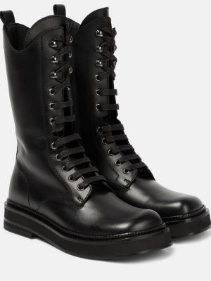 Кожаные армейские ботинки The Attico черные