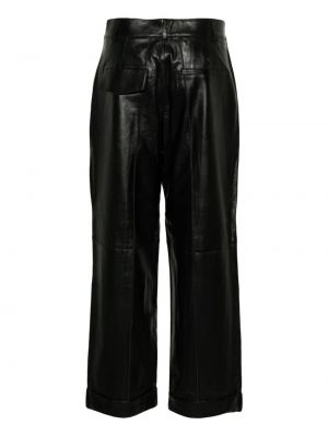 Pantalon droit en cuir Aeron noir