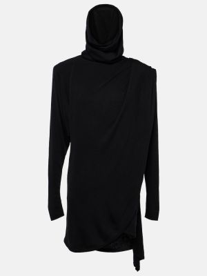Mini robe en laine à capuche Saint Laurent noir