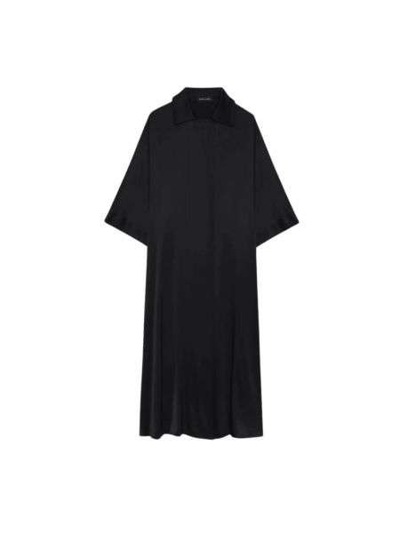 Jedwabny sukienka midi z krótkim rękawem Anine Bing czarny