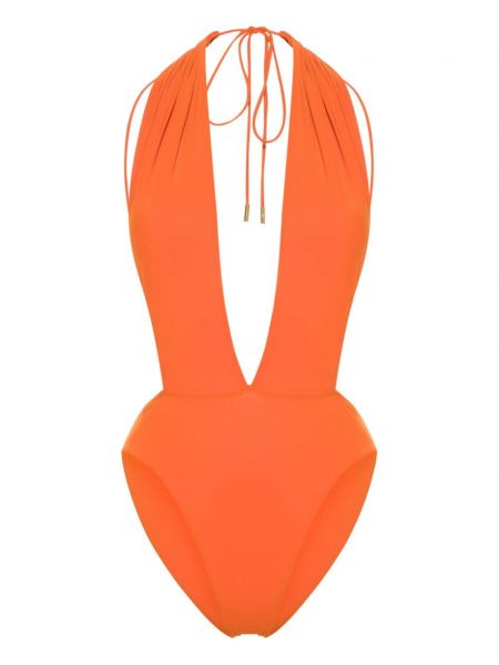 Kupaći kostim s izrezom na leđima Saint Laurent narančasta