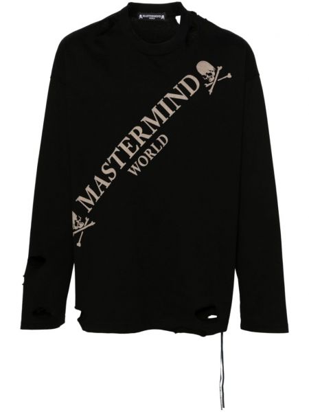 Βαμβακερός φούτερ με σκισίματα Mastermind Japan μαύρο