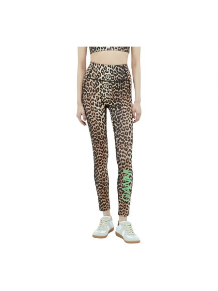 High waist leggings mit print mit leopardenmuster Ganni