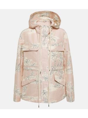 Pamučna jakna s printom Moncler ružičasta