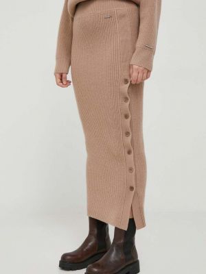 Długa spódnica wełniana Calvin Klein beżowa