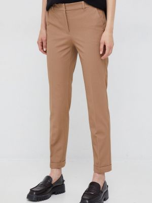 Pennyblack pantaloni femei, culoarea maro, fason tigareta, medium waist