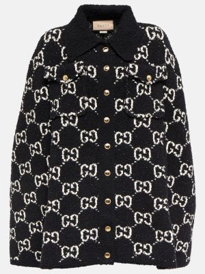Bombažna jakna iz žakarda Gucci črna