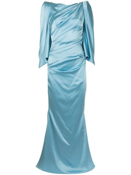 Платье с драпировкой атласное Talbot Runhof, синее