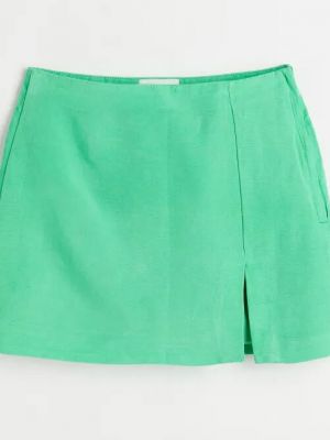 Льняная юбка мини H&m зеленая