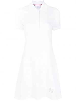Pruhované bavlněné mini šaty s krátkými rukávy Thom Browne - bílá