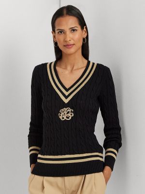 Jersey de algodón de punto de tela jersey Lauren Ralph Lauren negro