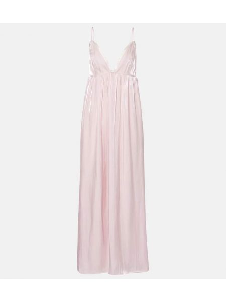 Satin maxi kjole Ganni pink