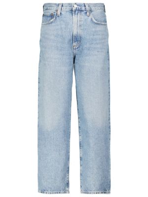 Bavlněné džíny s vysokým pasem Agolde - modrá