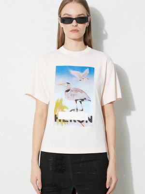 Bavlněné tričko Heron Preston růžové