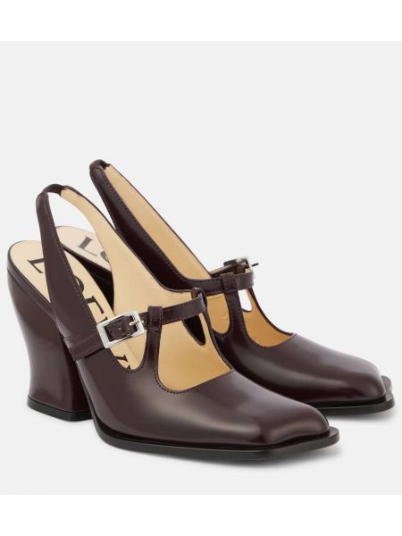 Slingback pumps i läder Loewe vinröd