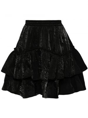 Είδος βελούδου φούστα mini με βολάν Tout A Coup μαύρο
