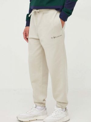 Kalhoty s potiskem Polo Ralph Lauren béžové