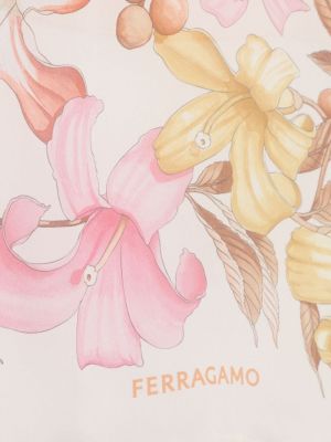 Jedwabna szal w kwiatki Ferragamo różowa