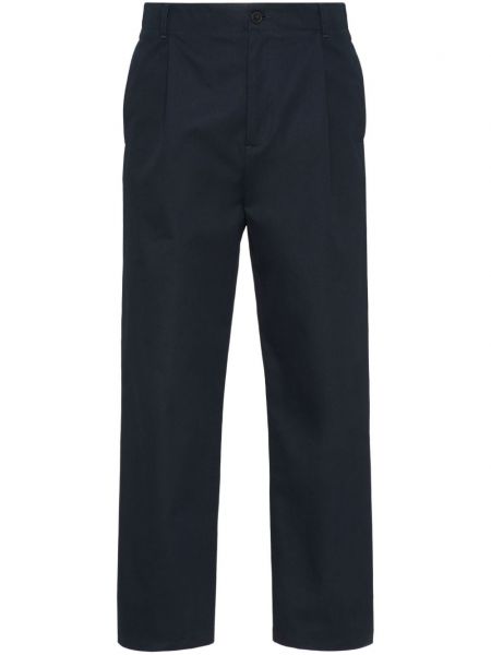 Плисирани памучни прав панталон Valentino Garavani синьо