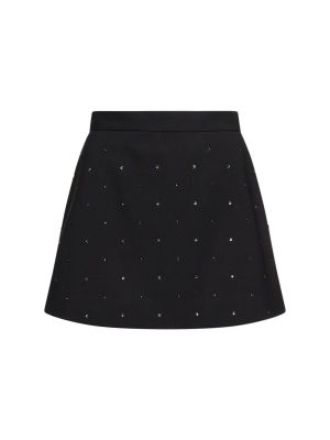 Μάλλινη φούστα mini με πετραδάκια Msgm μαύρο