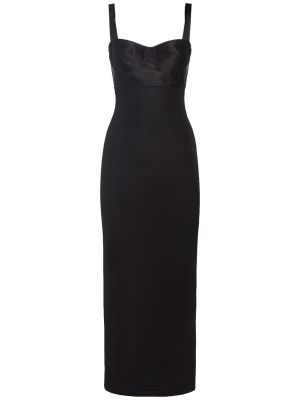 Saténové dlouhé šaty Dolce & Gabbana černé