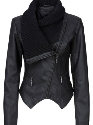 Кожаная куртка с шалевым воротником из искусственной кожи Bodyflirt черная