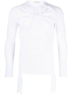 T-shirt con fiocco a maniche lunghe Stefan Cooke bianco