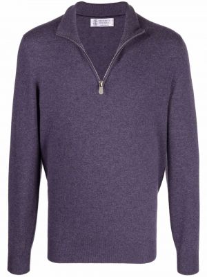 Cashmere kort genser med glidelås Brunello Cucinelli lilla