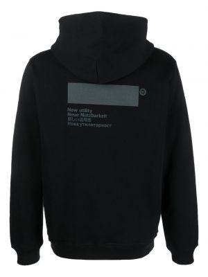 Raštuotas medvilninis džemperis su gobtuvu Affix juoda