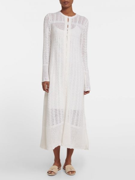 Кашмирена копринена макси рокля Loro Piana бяло