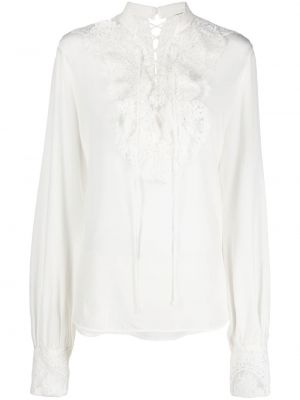 Blonder silke krage bluse Ermanno Scervino hvit