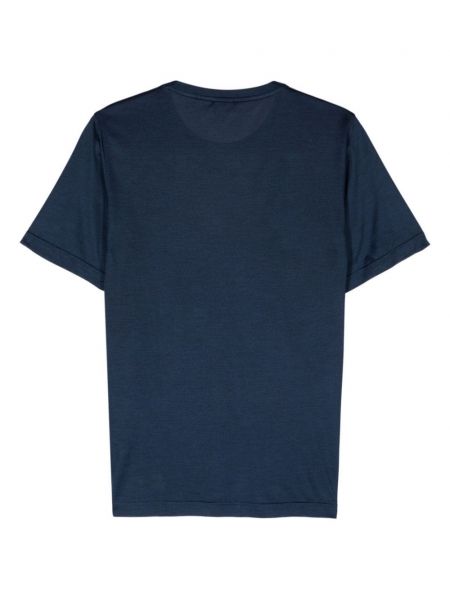 Hedvábné tričko s kulatým výstřihem Barba modré