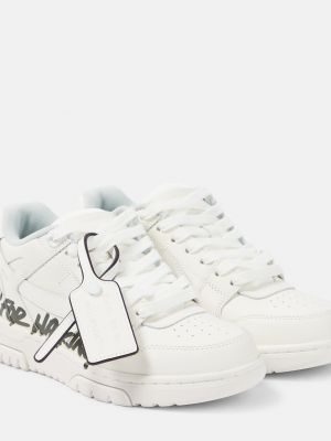 Кожаные кроссовки в деловом стиле Off-white белые