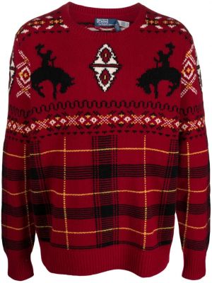 Menčestrový kockovaný bavlnený sveter Polo Ralph Lauren