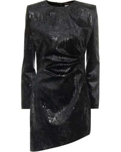 Mini robe en soie asymétrique Saint Laurent noir