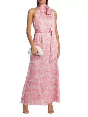 Платье с воротником в цветочек с принтом с высоким воротником Sachin & Babi розовый