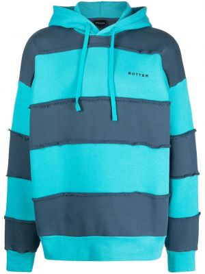 Prugasta pamučna hoodie s kapuljačom Botter plava