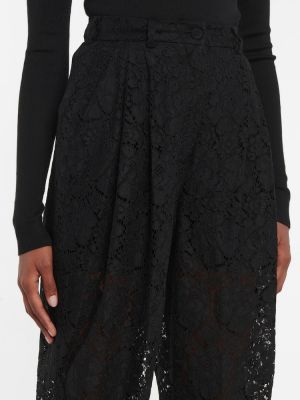 Čipkované bavlnené teplákové nohavice Dolce&gabbana čierna